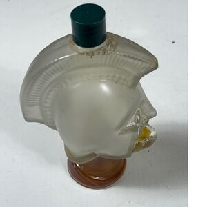 Vintage Avon Spartan Head Glass Decanter Cologne Bottle With Green Cap
